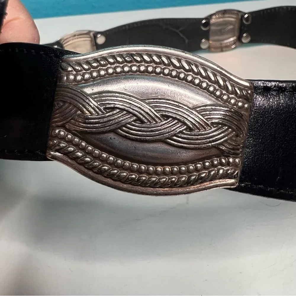 Fossil vintage leather silver detailing chunky links